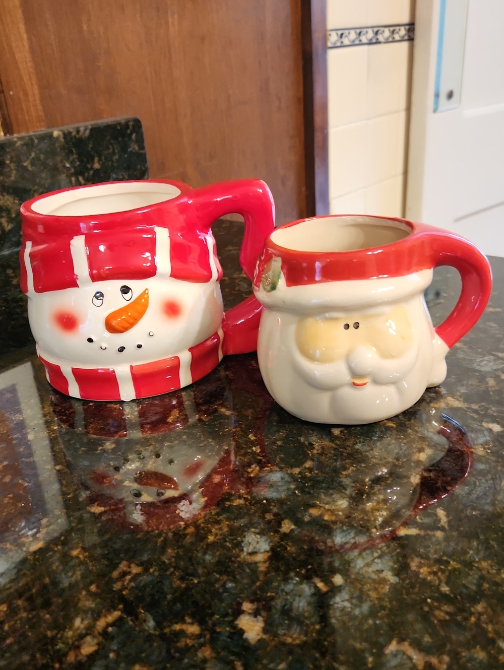 Snowman and Santa Mug Set